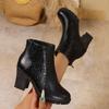 Winter Solid Color Sexy Round Head Zipper High-Heeled Thick Soled Casual Boots Fashionable New Comfortable Women'S Boots