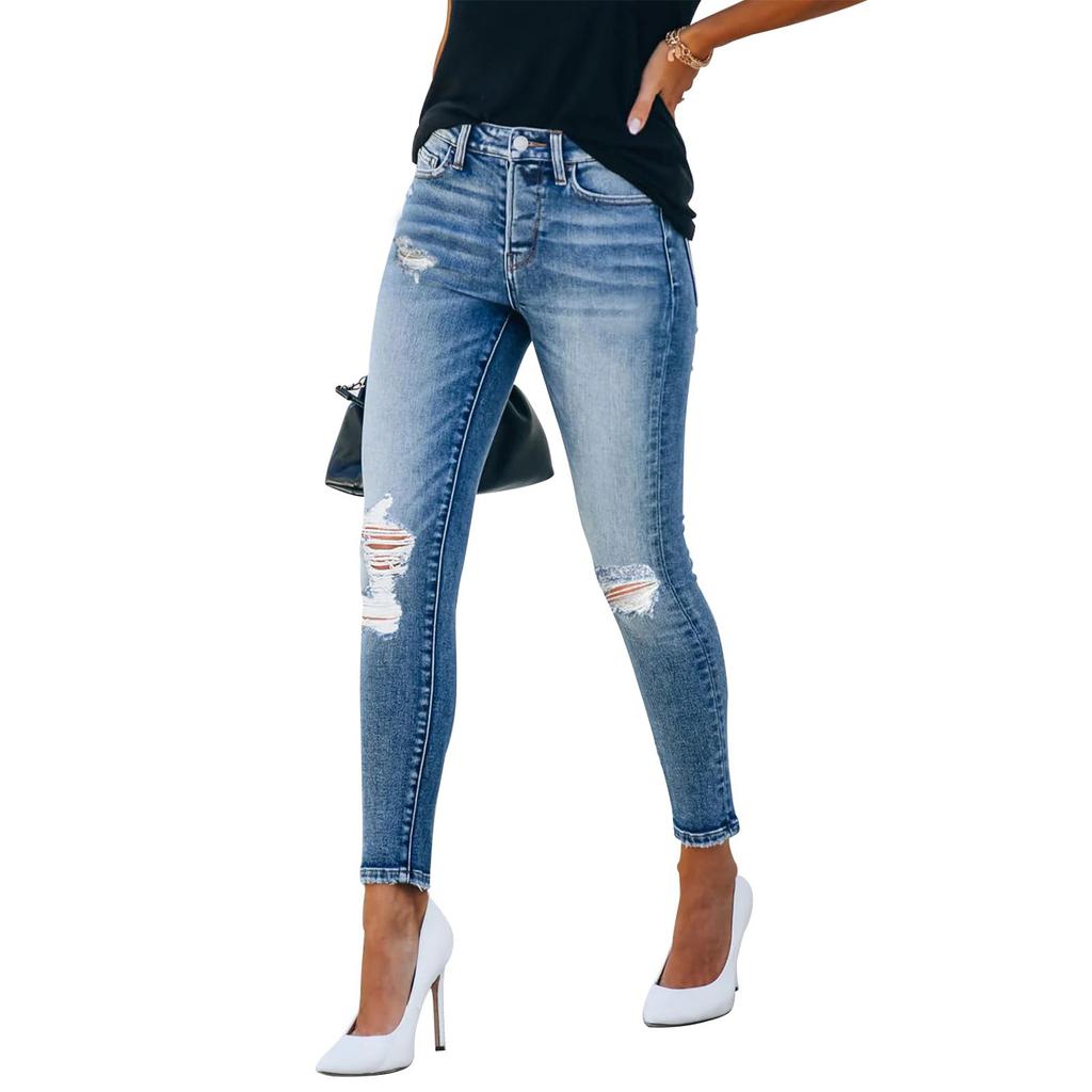Women's Denim Classic Versatile High Waist Fashionable Trousers