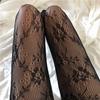 Urholkade Spetsnätstrumpor Botnade Tights Retro Floral Rattan Vit Svart Strumpa Tights