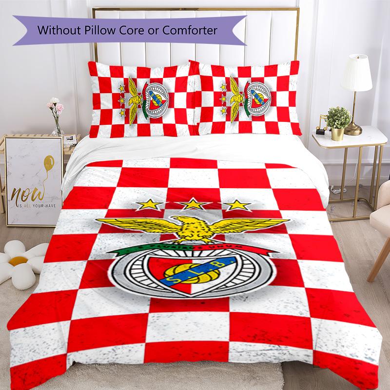 Benfica FC 3pcs Bedding Set Duvet Cover Closure Includes 1 Duvet Cover & 2 Pillowcases for All Seasons Bedroom Home Dorm Decor