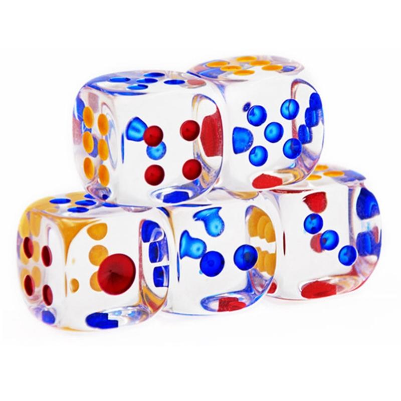 10x Acrylic Dice Transparent 6 Sided Colorful Dice Casino Poker Game Bar Party Crystal Dices Children Board Game Toy