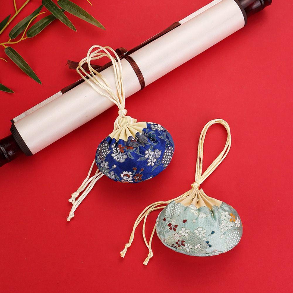 1 Peça Saco de Brocado Bolsa de Armazenamento de Joias Bolsa com Cordão Bordada com Flores Porta-Moedas Durável
