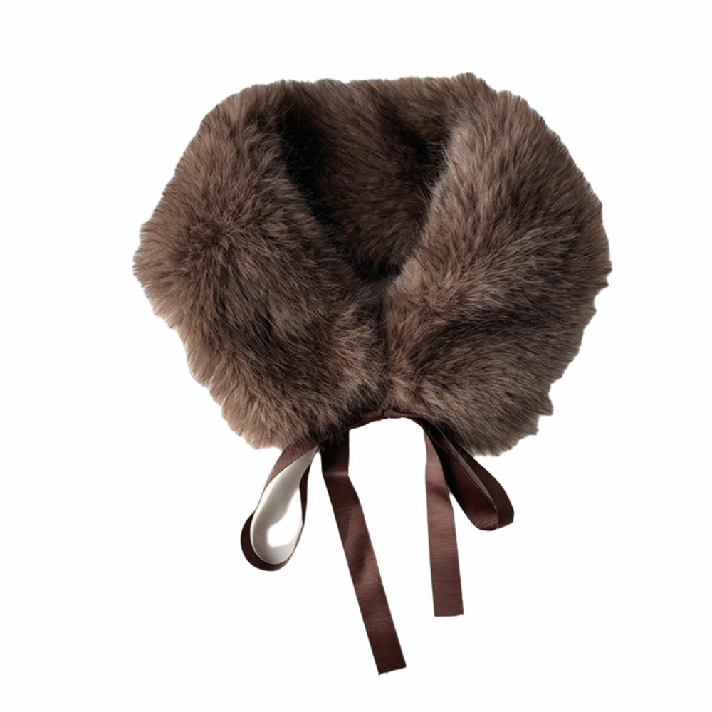 Solid Color Fur Collar Scarf Thicken Neck Warmer Scarf Fluffy Women Scarves Winter