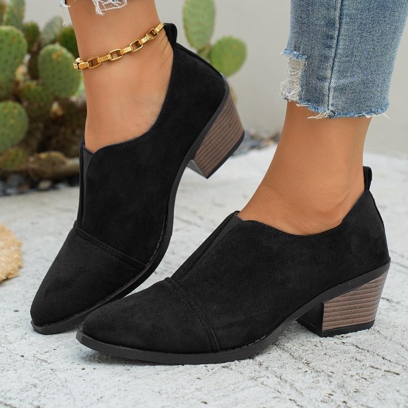 Fashion Women's Fashionable Ankle Single Shoes Thick Heels High Heels Casual Leather Retro Women's Shoes High Quality Non-slip Shoes