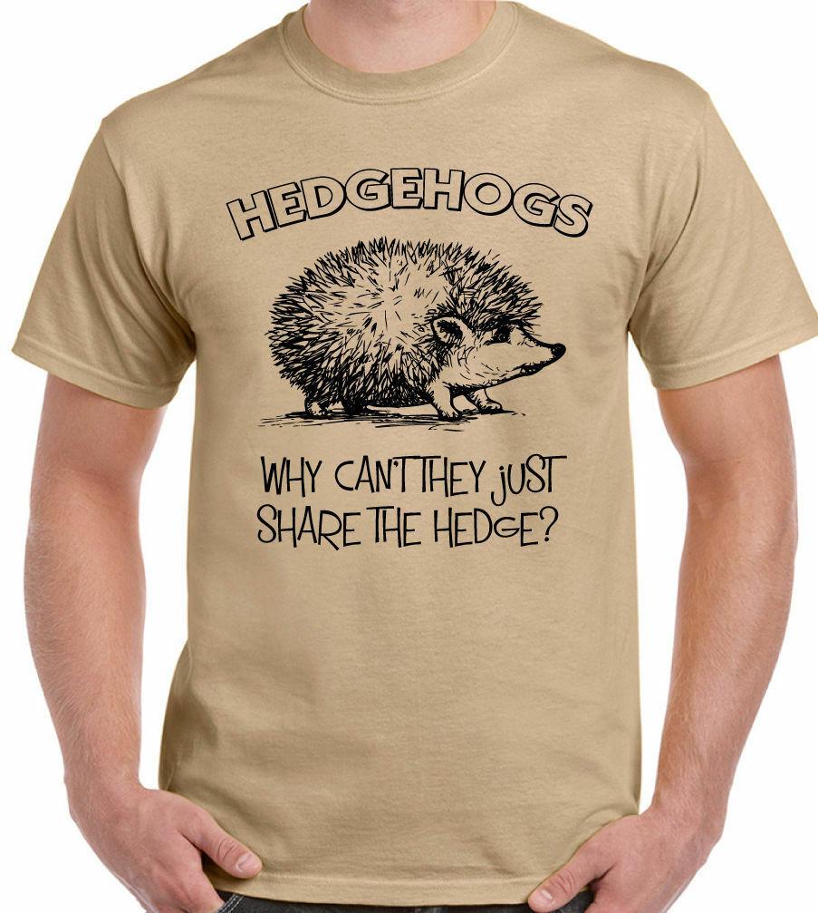 Hedgehogs T-Shirt Why Can t They Just Share The Hedge? Mens Funny Greenpeace 2XL