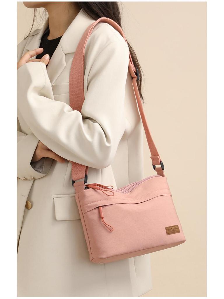 Lightweight Women's Nylon Waterproof Crossbody Bag - Casual, Multi-Layer, Portable, Fashionable Small Square Bag