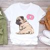 Dog Pug Love Cute Women Printing Short Sleeve T-shirt  Casual Fashion Clothes  T Tee Top Print  Female Clothing Graphic T-shirt