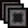 kakatrend Bandana 100% Cotton Men's Paisley Black Adults Stylish Handkerchief Cotton Bandana Unisex Durag 3-Piece Set black 55cm x 55cm