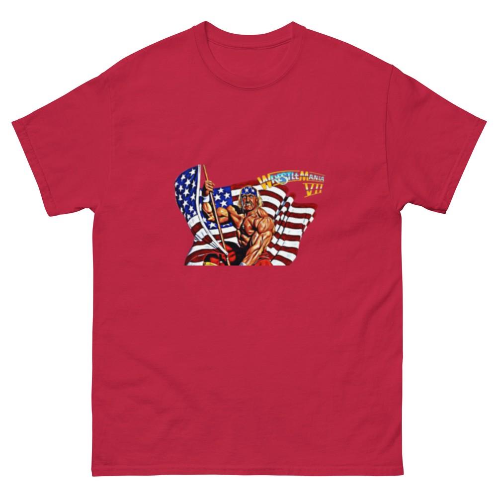 

Альтернативная футболка с постером Wrestlemania 7, Халк Хоган против. сержант. Заголовки о резне 4XL