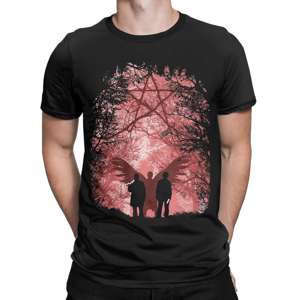 Famous Hunters T-Shirts Supernatural Sam And Dean Hip Hop Funny 100% Cotton Tee Shirt Short Sleeve T Shirts Plus Size Tops