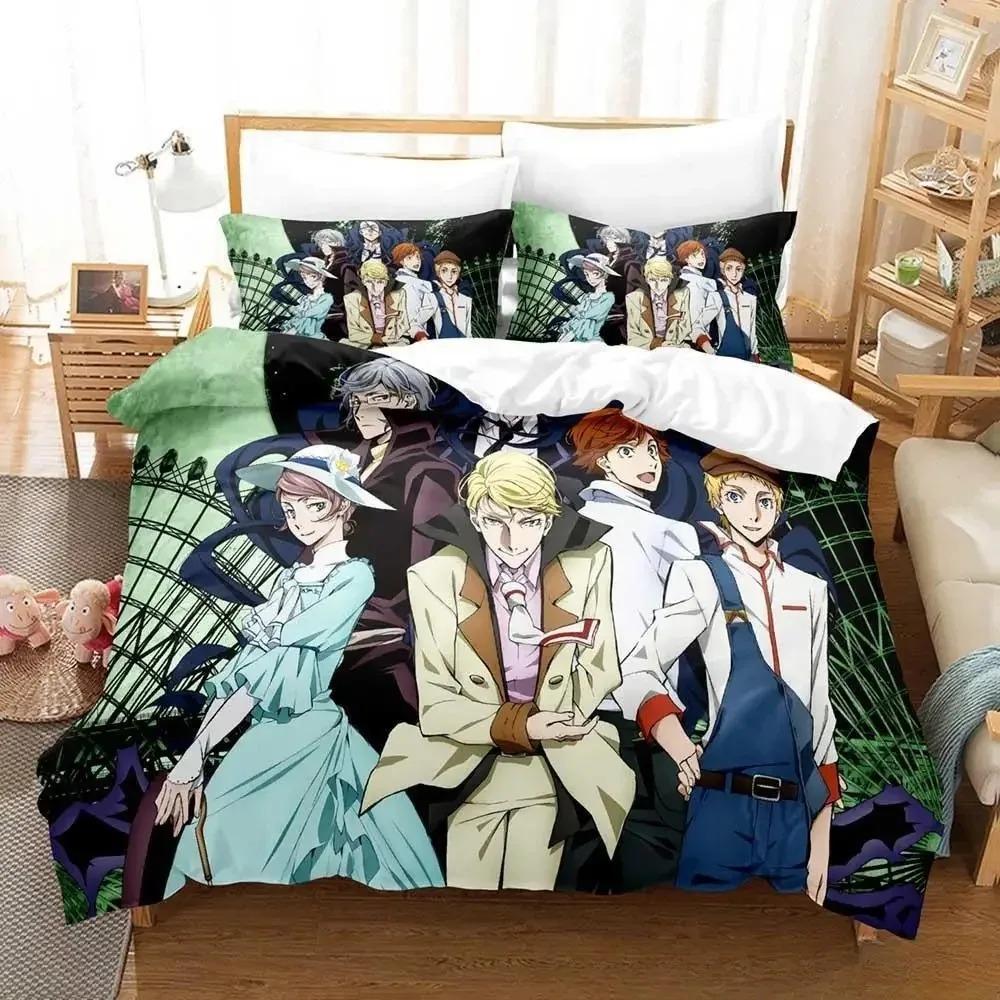 Fashion Bungou Stray Dogs S4 Bedding Set Cartoon Anime Three-piece Set Adult Kid Bedroom Duvet Cover Sets 3D Print Kawaii Anime