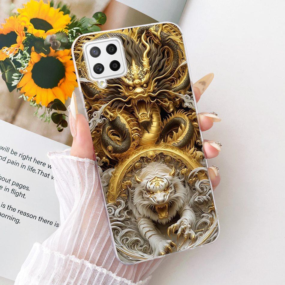 For Samsung Galaxy A22 4G A225F / A22 5G A226B Cool Dragon Tiger Pattern Phone Case For Samsung A22 Soft Silicone TPU Bumpers