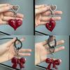 Exquisite Temperament Red Heart Bow Charms Keychain Versatile Phone Pendant Fashion Backpack Hanging Ornament Accessories Gifts