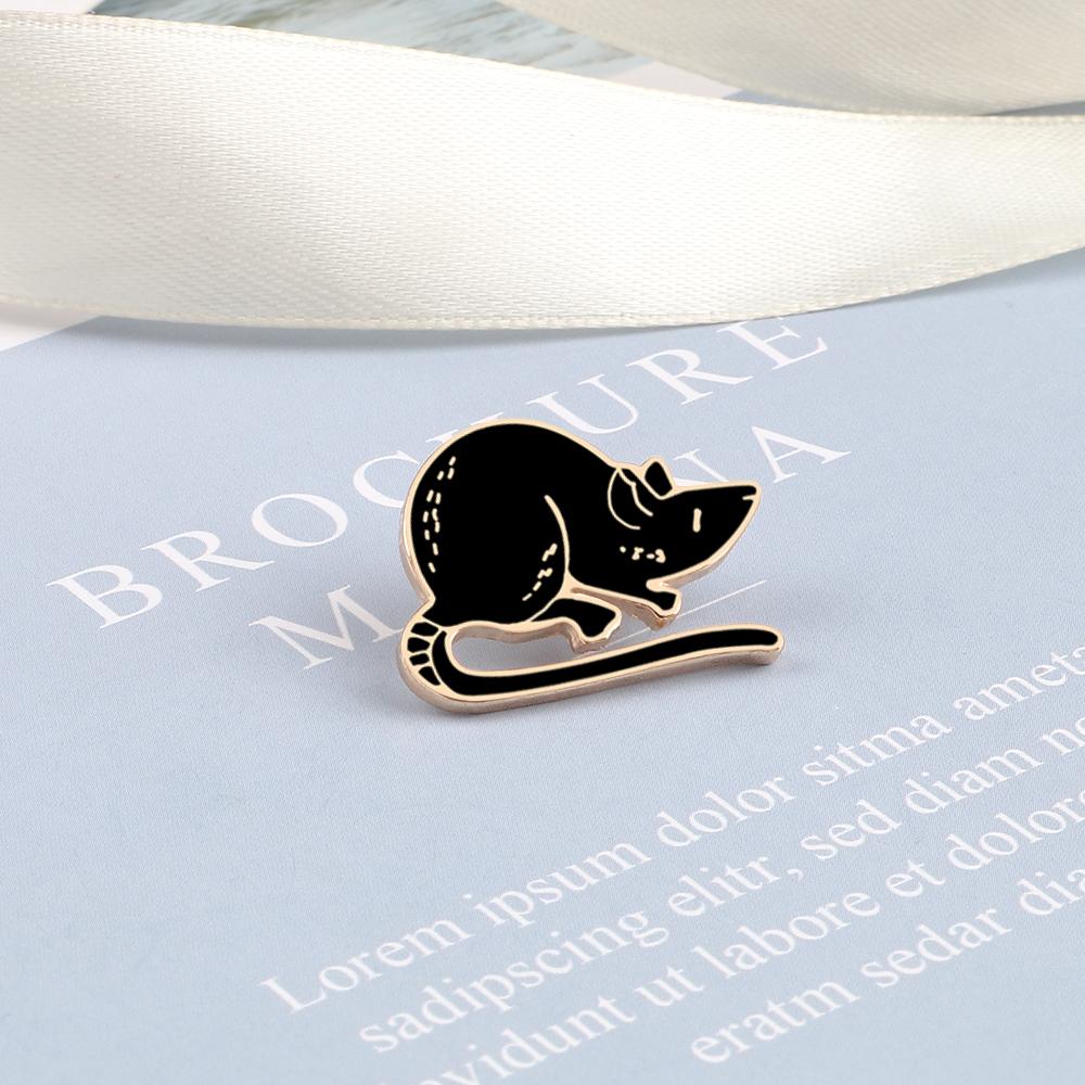Couples Black White Mouses Brooches Enamel Cute Long Tailed Rats Badges Pins Clothes Bags Jewelry Accessories Gifts For Children