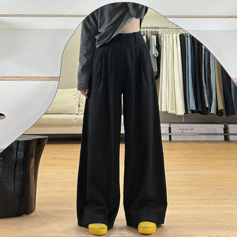 Black Textured High-Waisted Wide-Leg Jeans for Plus-Size Women XL