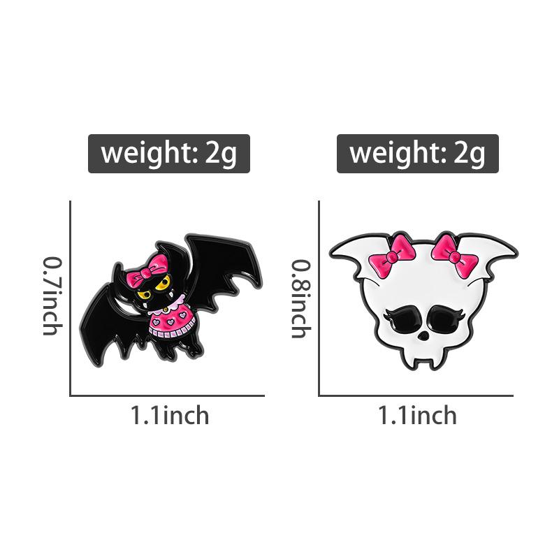 Devil Skull Doll Enamel Pins Custom Punk Bat Brooches Lapel Badges Clothes Gothic Jewelry Gift for Kids Friends