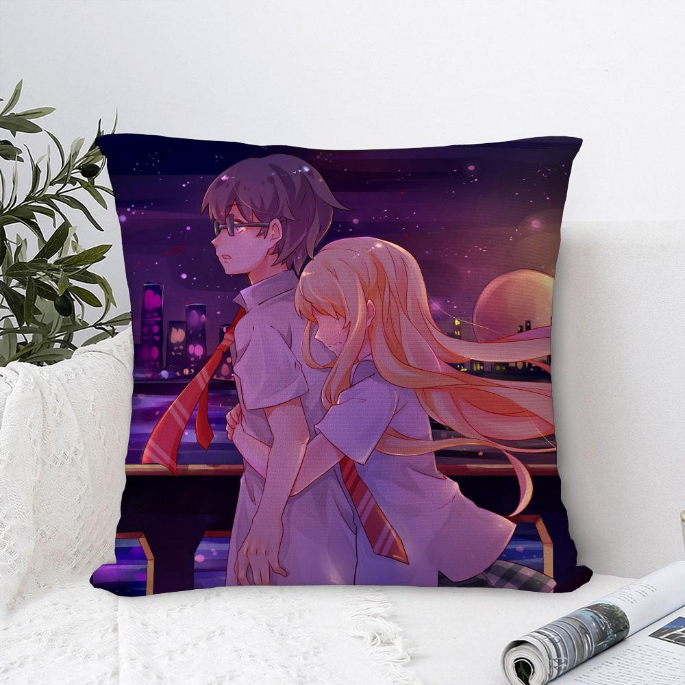 Y-Your Lie In April Pillow Case Sofa Decorative Home Double-sided Print Plush Square Throw Pillow Covers Cushion Decor Cover