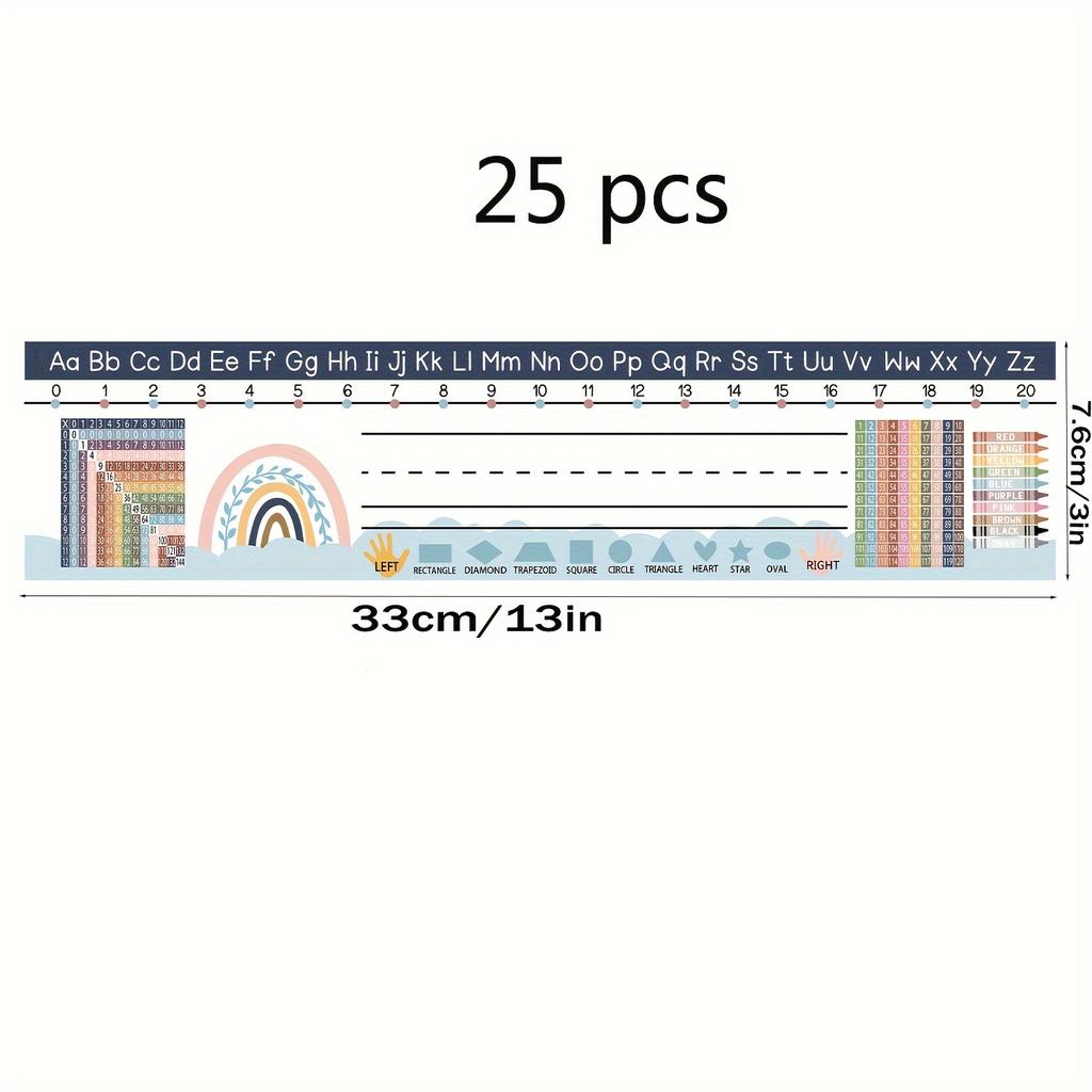 25 Pcs Students Name Plates Manuscript Self Adhesive Name Tag for School Students Desks Teaching Supplies Back To School Decoration, 3 X 13 Inch