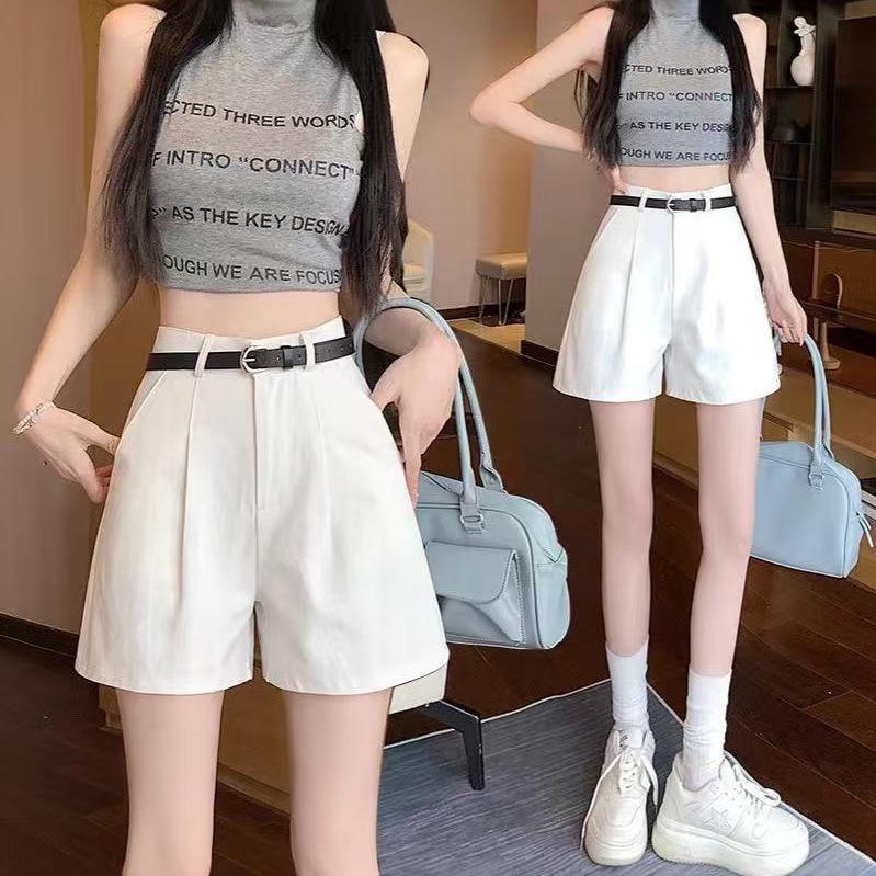 2025 Spring/Summer Women's High-Waisted A-Line Wide-Leg Shorts - Korean Style, Petite Slimming Fit