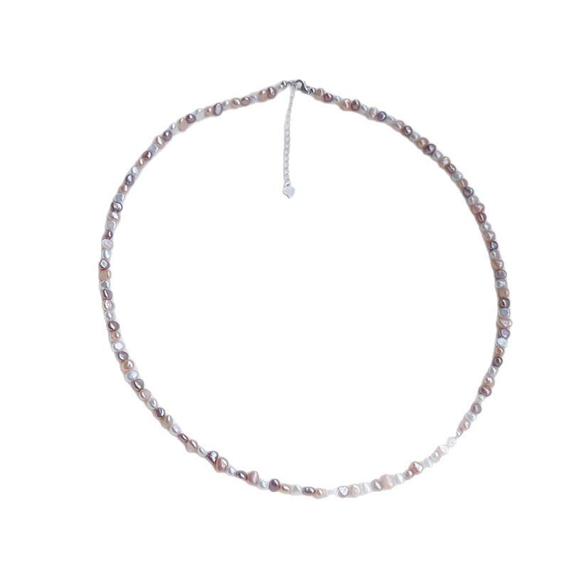 Alien-shaped Freshwater Pearl Necklace, Collar Chain, Fashionable Powder White and Purple Pearl Neck Chain