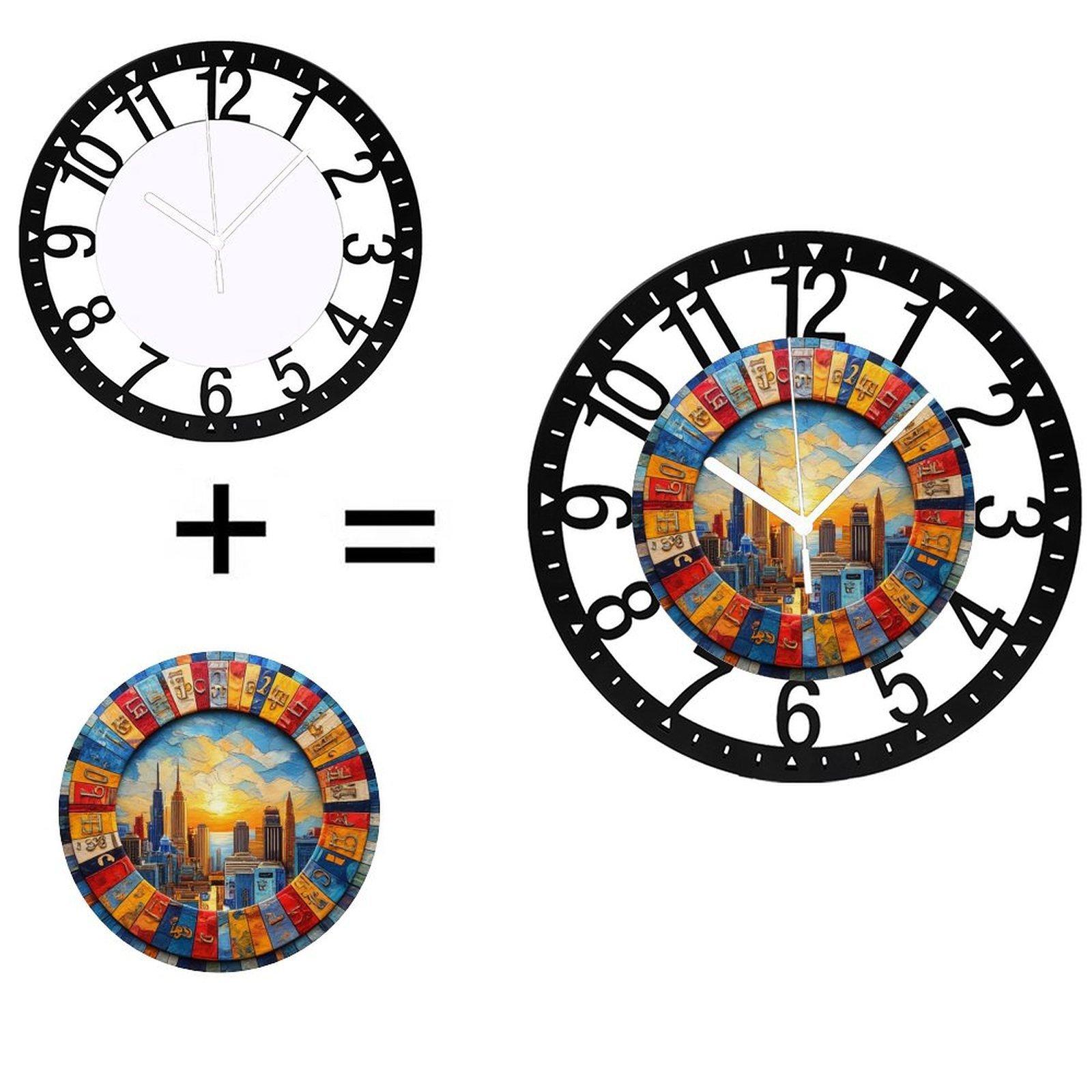 25cm Creative Iron Round Wall Clock for Fashionable Decor (Black,10 inch(25.40cm))