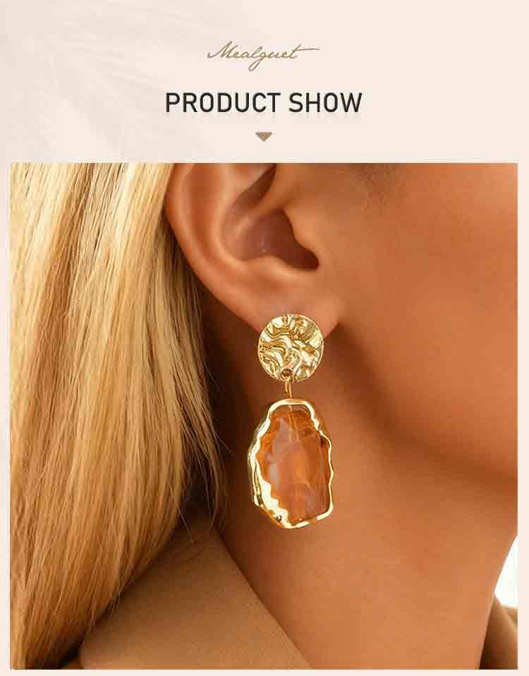 Geometry Irregularity Resin Dangle Earring, Mirad Color Bohemia Acrylic Accessories Party Jewely For Her