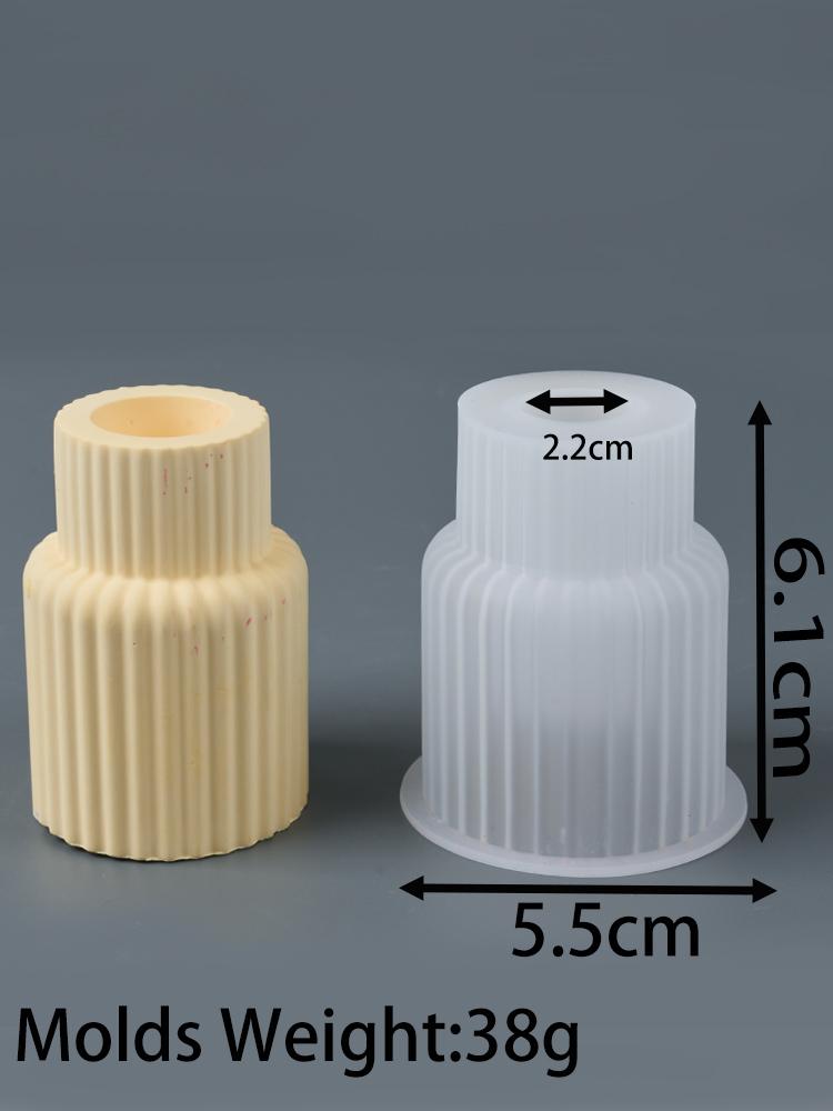 Square Striped Candle Holder Silicone Mold DIY Nordic Candlestick Ornament Making Plaster Resin Craft Casting Molds Home Decor