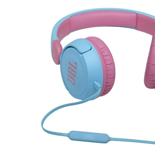 JBL JR310 Kids' Headphones with Volume Control, Customizable Stickers, and Remote Control/Mic, Light Blue/Pink, 2021 Model JBLJR310BLU