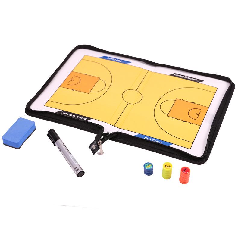 Bi-Fold Magnetic Tactical Board with Zippered PU Leather for Football & Basketball