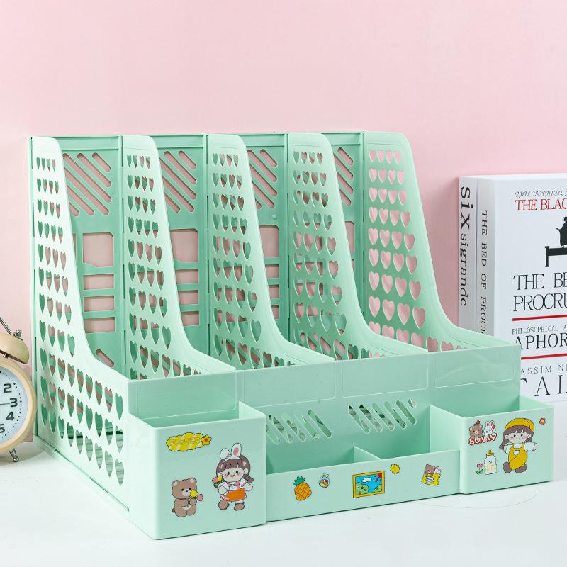 Büyük Kapasiteli Klasör Saklama Kutusu Dosya Rafı Kalemlikli Masaüstü Çok Katmanlı Raf Ofis Düzenleyici Dosya Rafı Ev Kitaplığı