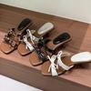 Hausschuhe mit hohen Absätzen Damen Oberbekleidung Sommer neu Französisch Retro sanfte Schleife mit Rock Sandalen schönes Temperament Sandalen