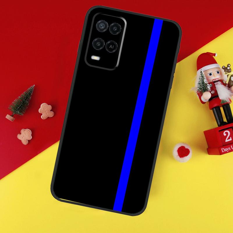 Police Styled Thin Blue Line Flag For OPPO A96 A76 A16 A52 A72 A92 A98 A78 A58 A5 A9 A15 A17 A77 A53S A57S A94 A74 A54 Case