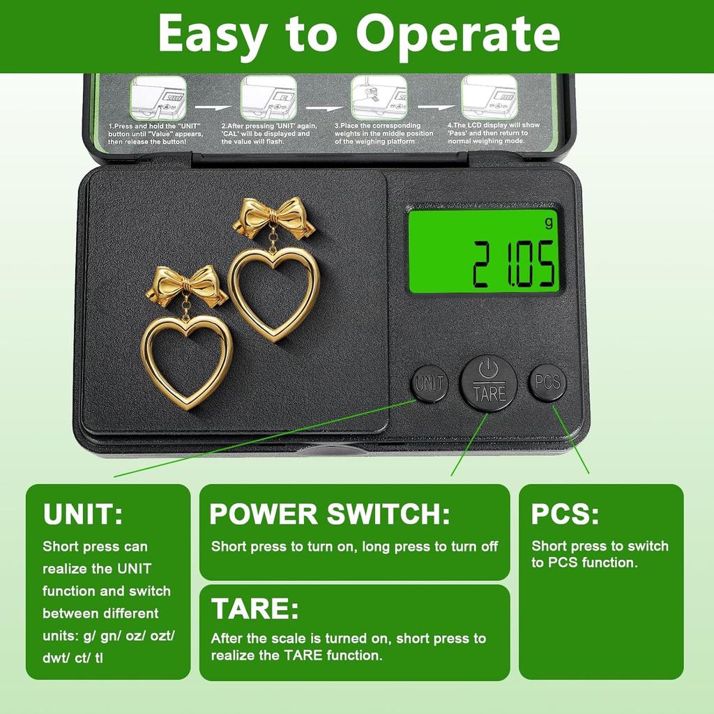 0.01/1000g Digital Pocket Scales, Portable Precision Gram Scales with 7 Units and Tare Function, Electronic Weighing Kitchen Scales with LCD Display