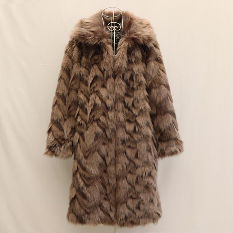 Women's Long Faux Fox Fur Coat - Versatile, Loose, Over-the-Knee, Warm Winter Style