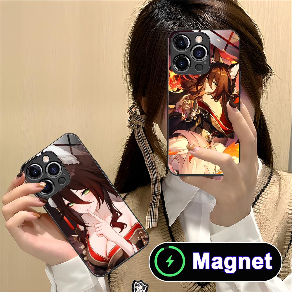 HSR Fugue Glass MagSafe Mobile Phone Case for iPhone 17 16 15 14 13 12 11 Air Pro Max Plus Mini Colorful Cover