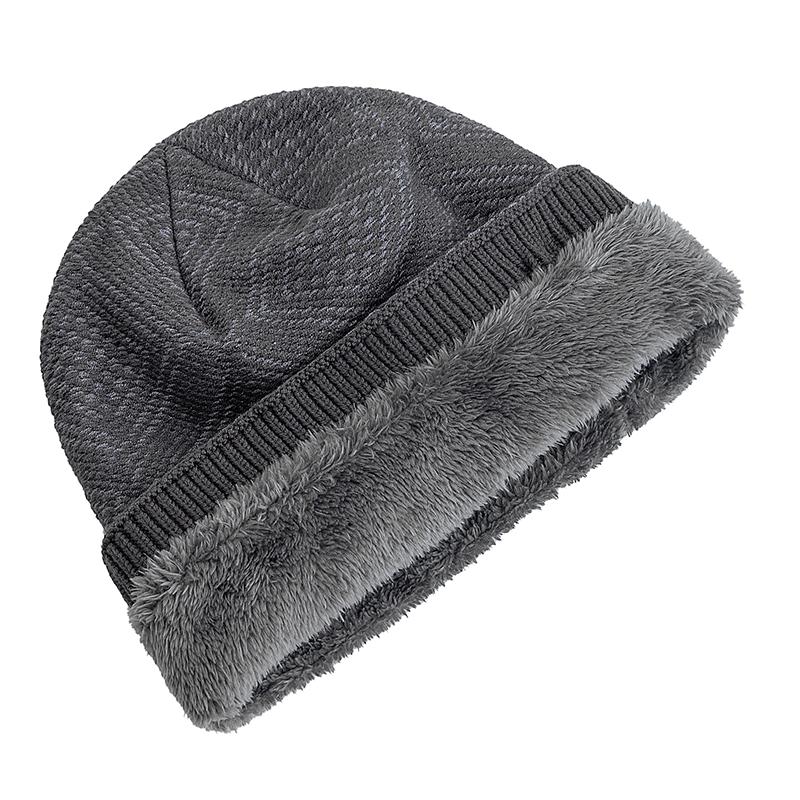 Unisex Warm Winter Hat HEAT Mark Skull Cap Diamond Grid Design Beanie Hat Thicken Winter Hats For Women Men Knit Hat