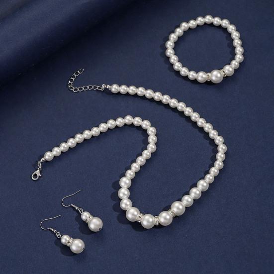 1 Set Faux Pearl Jewelry Women Necklace Bracelet And Drop Earrings Set Elegant White Faux Pearl Jewelry Set for Party Wedding Engagement