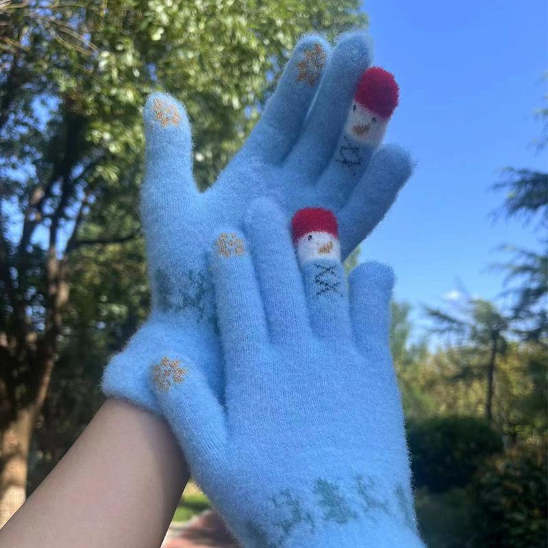 

Новые осенне-зимние мужские и женские перчатки для сенсорных экранов, вязаные жаккардовые перчатки из искусственного меха норки, теплые перчатки для катания на лыжах и велоспорта average size