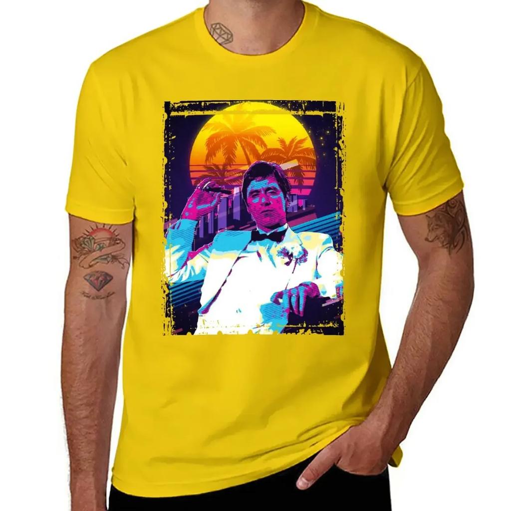 Classic Cinema Art Scarface Movie Print Featuring Al Pacino Tshirt Customs Boys Whites Workout Shirts For Unisex