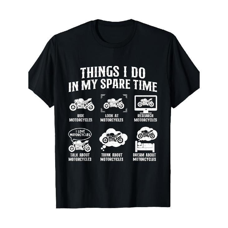 Men S Motorcycle Enthusiast T-Shirt 200gsm Heavyweight Biker Graphic Tee with Motorcycle Rider Design Biker Slogan - Casual Round Neck Short Sleeve S чёрный