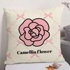 Camellia High-End Printing Cushion Cover Natural Linen Organic Fabric Double-Sided Printing Sofa Home Decor Gift Pillow Case