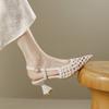 Pointed Hollow Woven High Heels Summer New Breathable Word with Shallow Mouth Elegant Temperament Empty Sandals Women