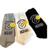 Dongdaemun Absatz Beflockte Gelbe Smiley Socken Herbst Schwarz-Weiß Alphabet Socken Reine Baumwolle Mittellange Socken