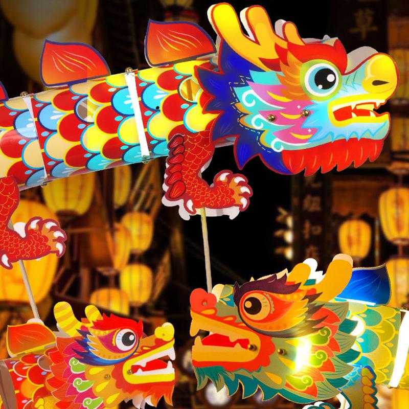 Svátek středu podzimu Starověký dračí lampionový tanec Rok draka Světelná hračka Národní vlna Zlatá rybka Dětský ručně vyrobený DIY lampion