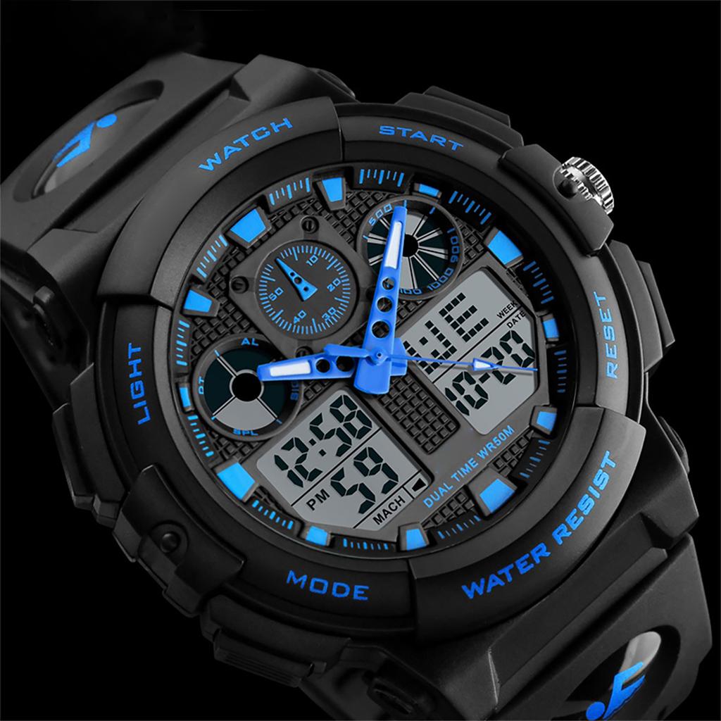   1270 Quartz Digital Electronic Men Watch Fashion Casual Outdoor Sports Male Wristwatch Dual Time Date Week Stopwatch Alarm 5  Waterproof Lumin