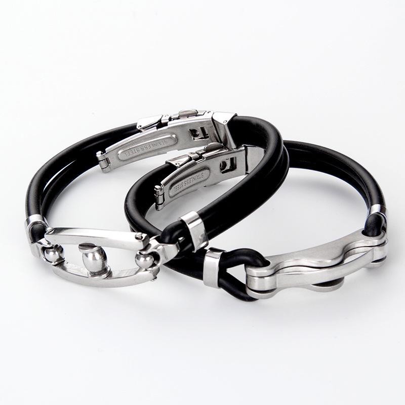 Personalized Chinese Style Couples Bracelets: Engraved Stainless Steel & Silicone Jewelry Gift