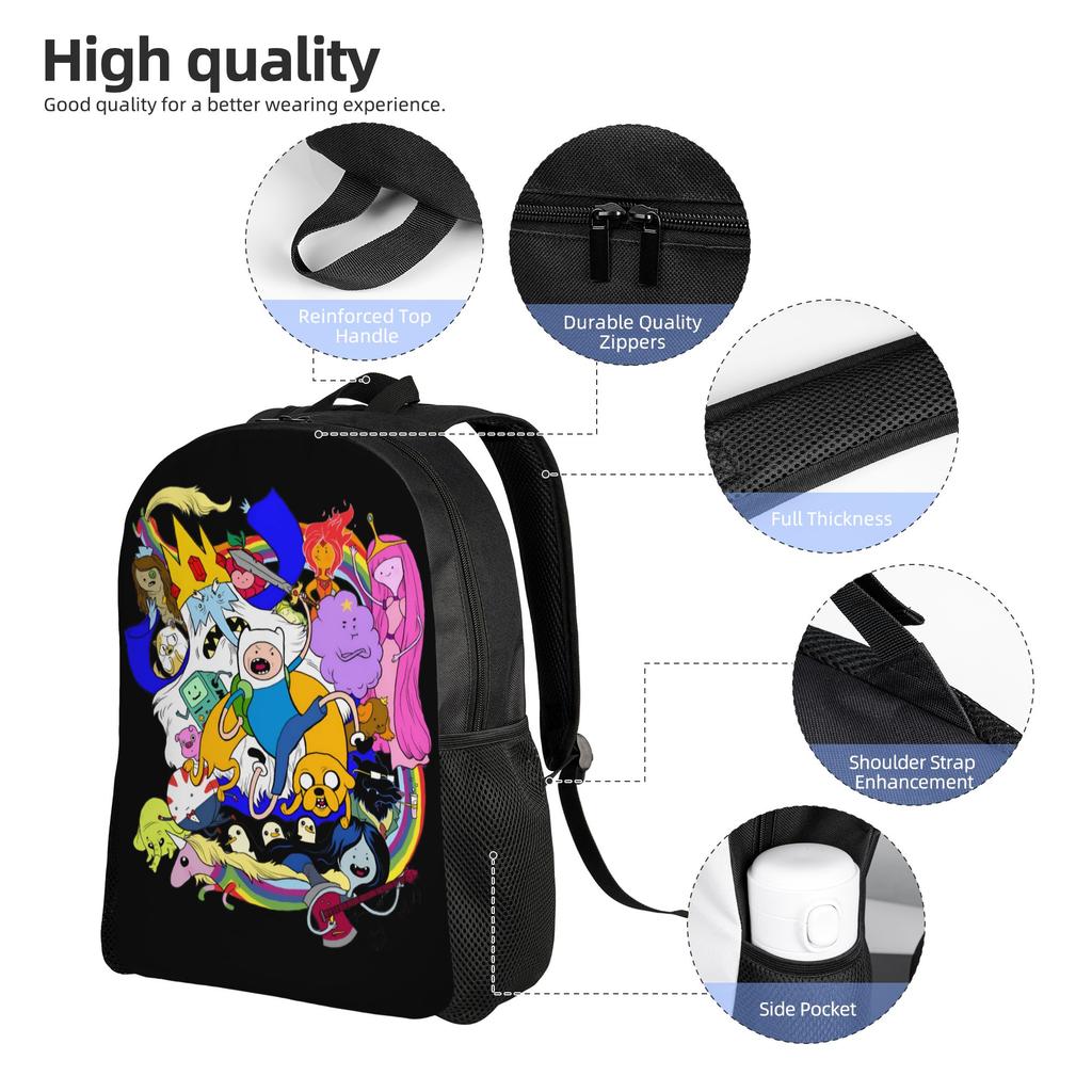 3D Printing Adventures Anime Times Backpack for Girls Boys Cartoon College School Travel Bags Bookbag Fits 15 Inch Laptop