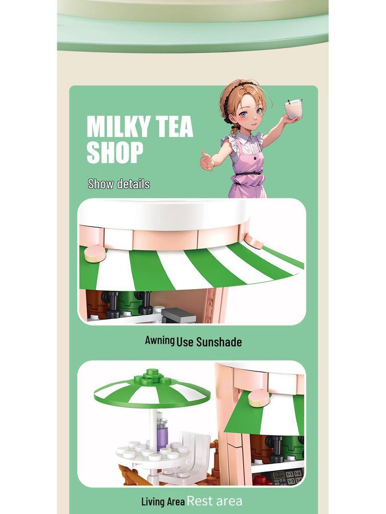 Fangcheng FC8520 Dreamy Cottage Coffee & Milk Tea Shop Building Blocks Toy Set