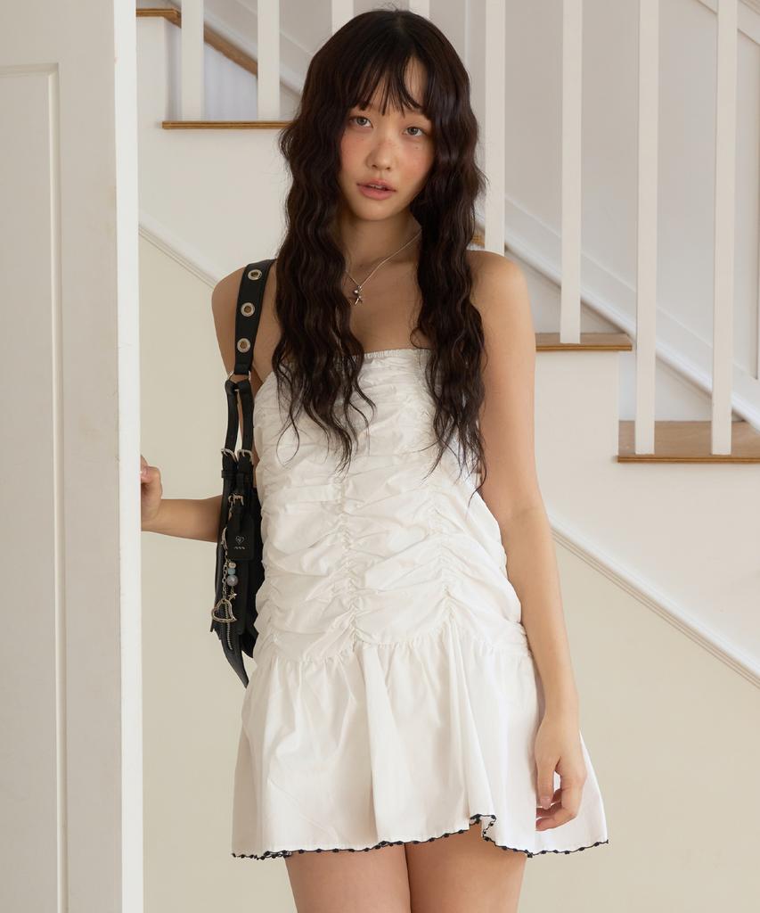 Naked Surf Club Shirred Tube Top Dress (White)