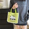 Bear Pattern 2025 New Canvas Bento Bag Women's Shoulder Tote Bag Cartoon Simple Class Bag Simple Bag